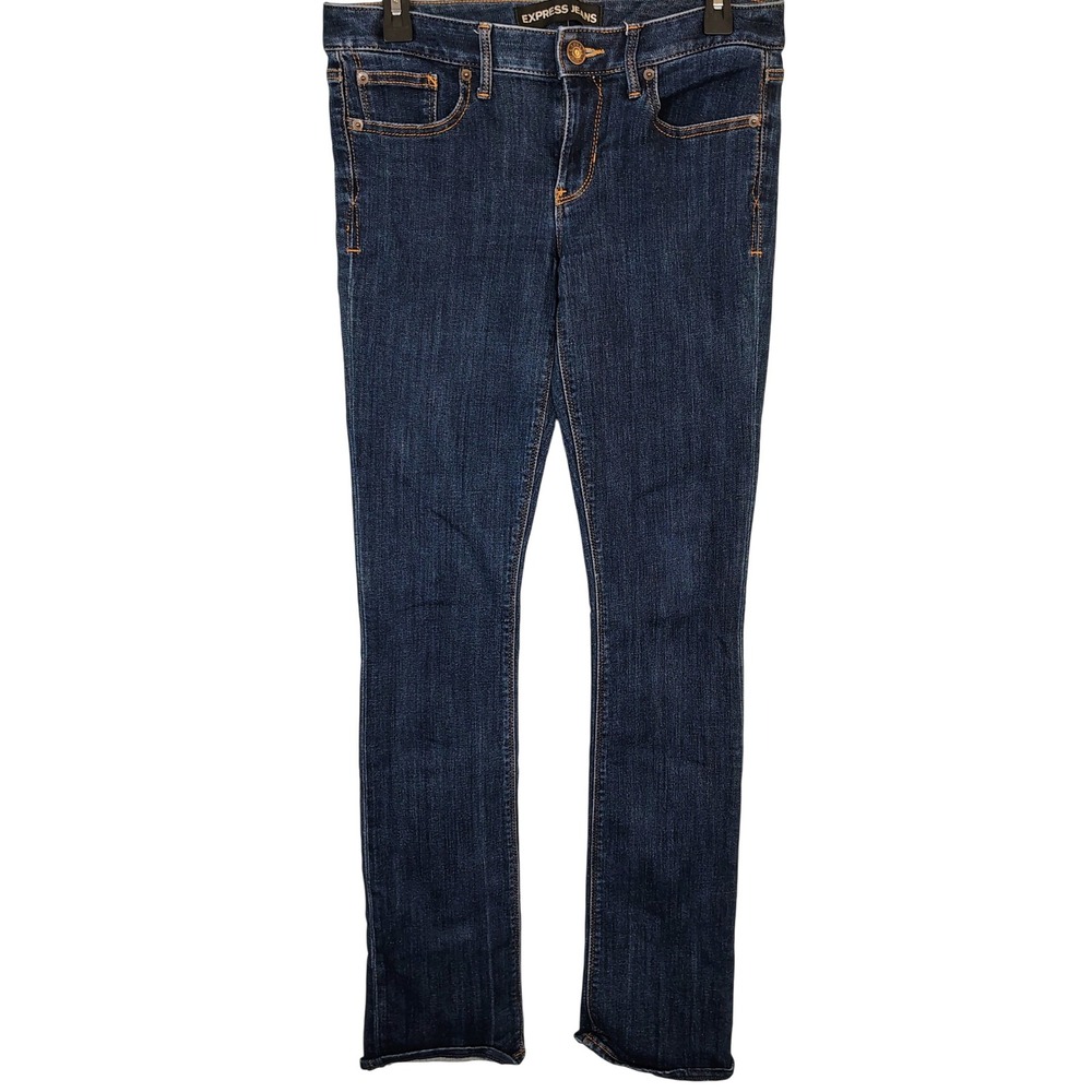 Express Jeans Barely Boot Low Rise Dark Wash Stretch Denim Pants Blue 6L